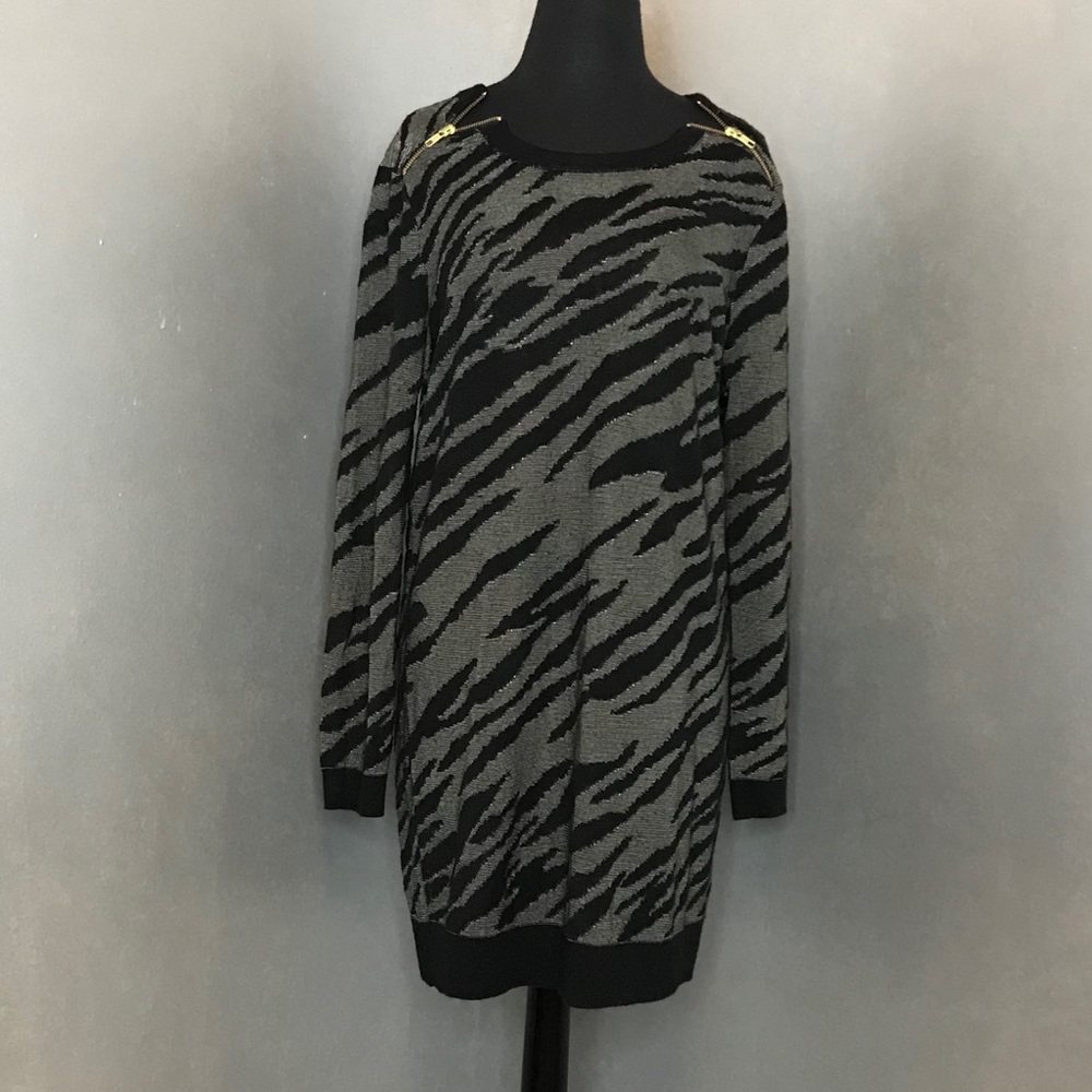 French Connection Black & Grey Abstract Sweater